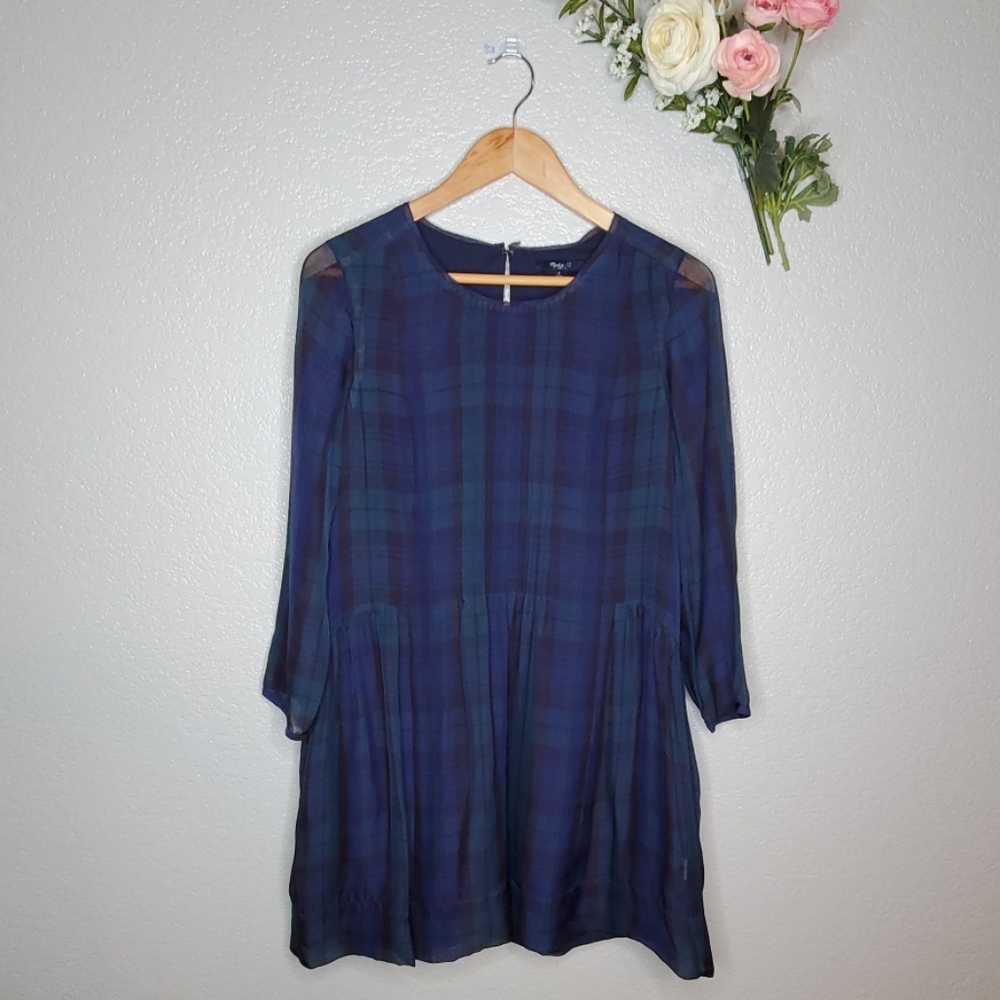 Madewell Blue Plaid Dress S